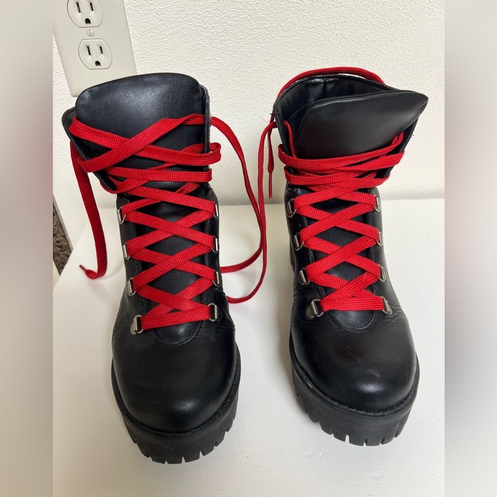 Black Boots with Red Laces